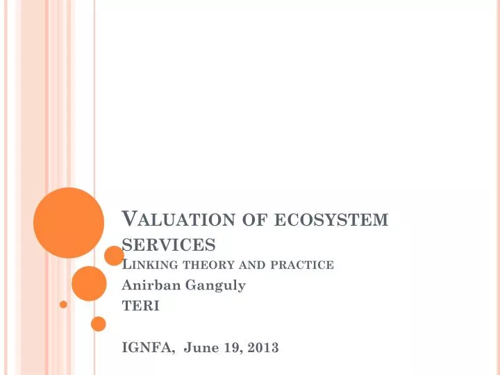 valuation of ecosystem services linking theory and practice