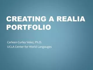 Creating a Realia Portfolio