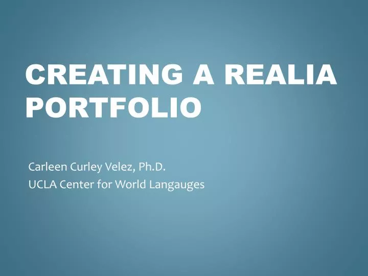 creating a realia portfolio