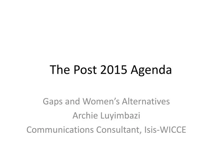 the post 2015 agenda