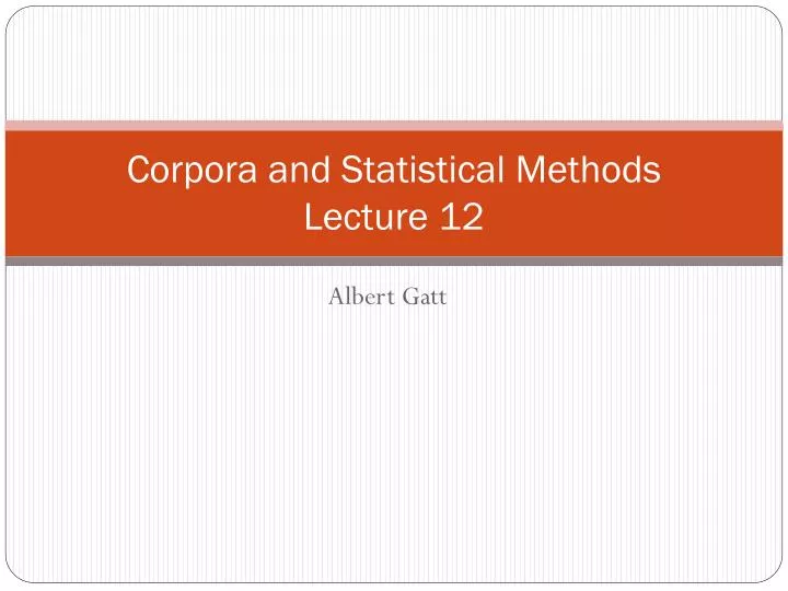 corpora and statistical methods lecture 1 2