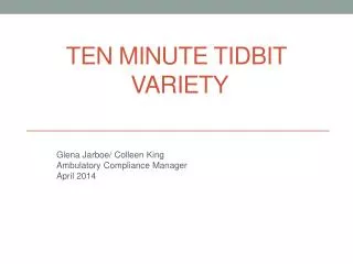 Ten Minute Tidbit Variety