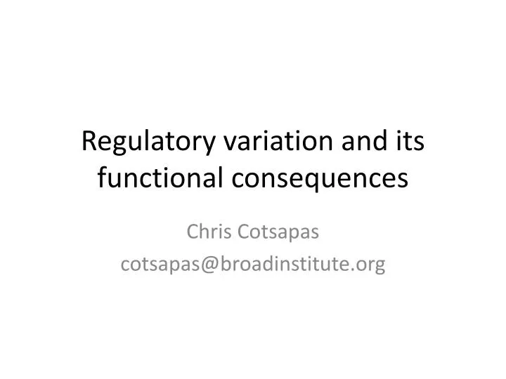 regulatory variation and its functional consequences