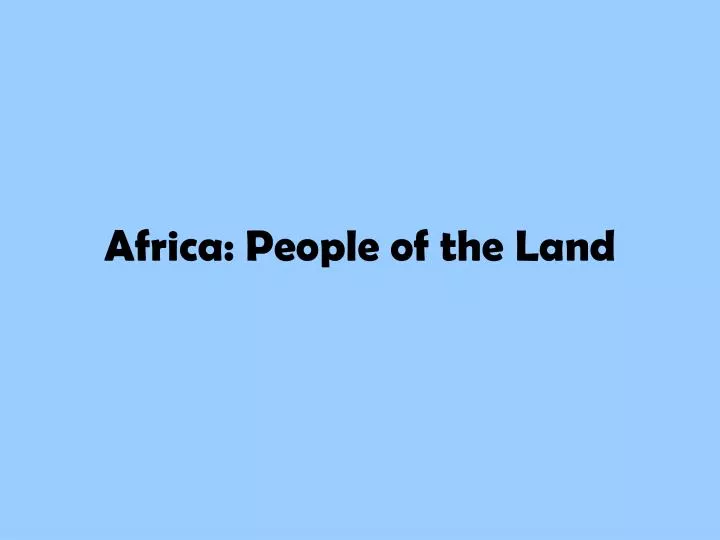 africa people of the land