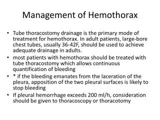 Management of Hemothorax