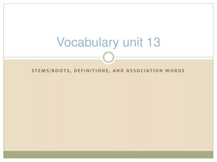 vocabulary unit 13
