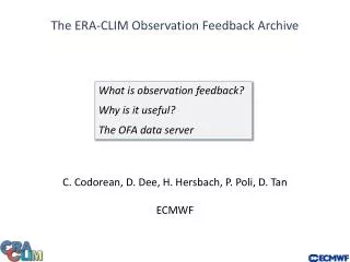 The ERA-CLIM Observation Feedback Archive