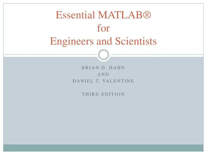 essential matlab for engineers and scientists