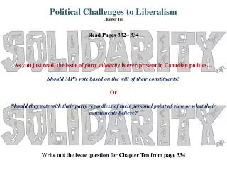 Political Challenges to Liberalism Chapter Ten
