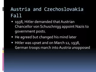 Austria and Czechoslovakia Fall