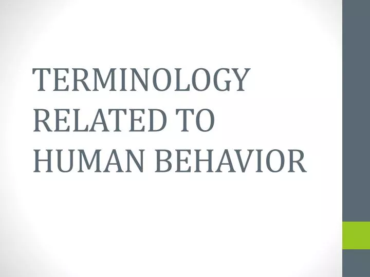 terminology related to human behavior