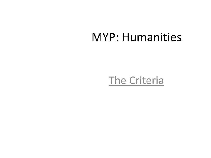 myp humanities