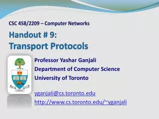 Handout # 9 : Transport Protocols
