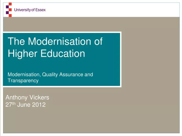 the modernisation of higher education modernisation quality assurance and transparency