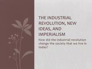 The Industrial Revolution, New Ideas, and Imperialism