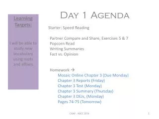 Day 1 Agenda
