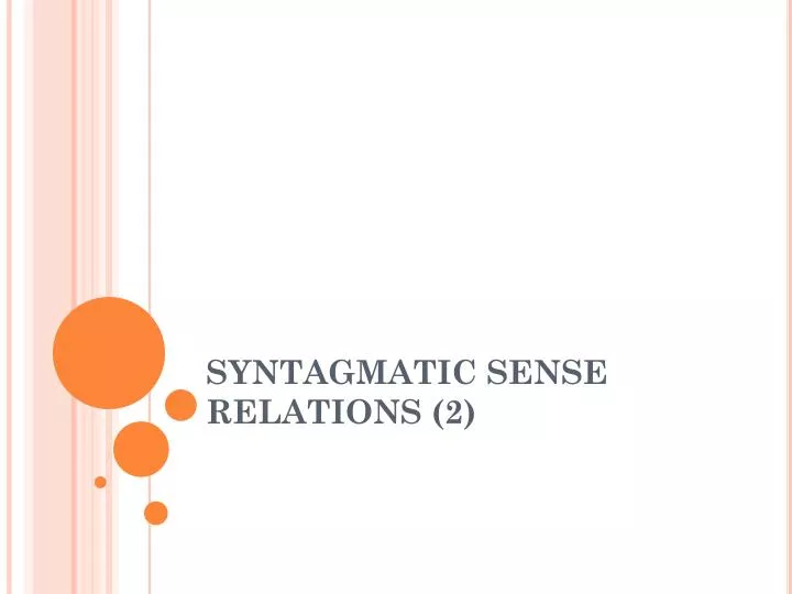 syntagmatic sense relations 2