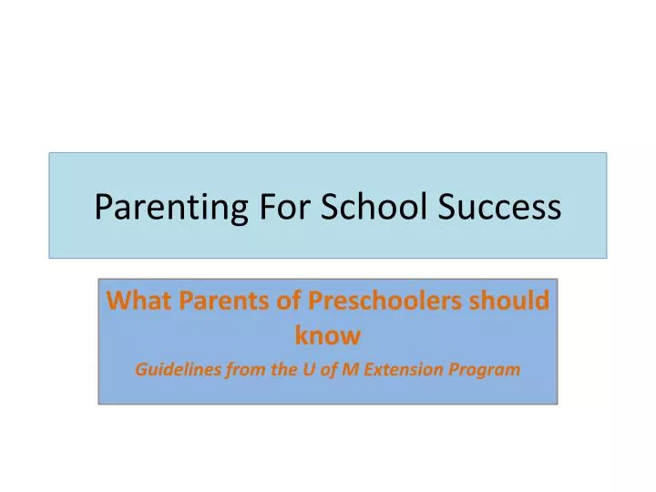 parenting for school success