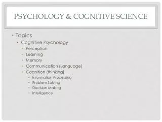 Psychology &amp; Cognitive Science