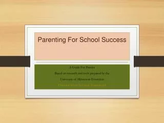 Parenting For School Success