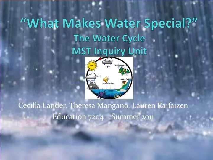 what makes water special the water cycle mst inquiry unit