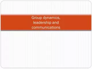 Group dynamics, leadership and communications
