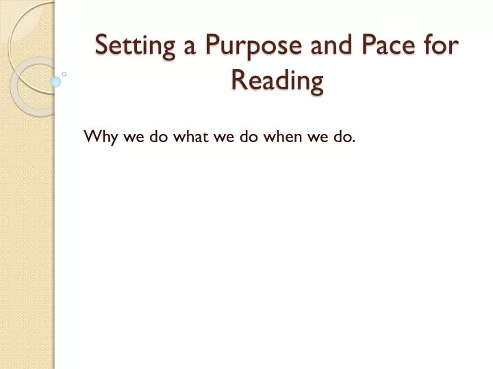 setting a purpose and pace for reading