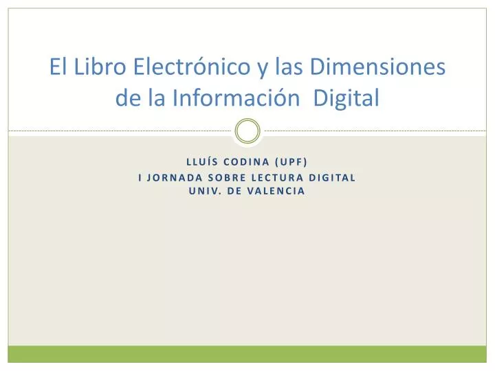 el libro electr nico y las dimensiones de la informaci n digital