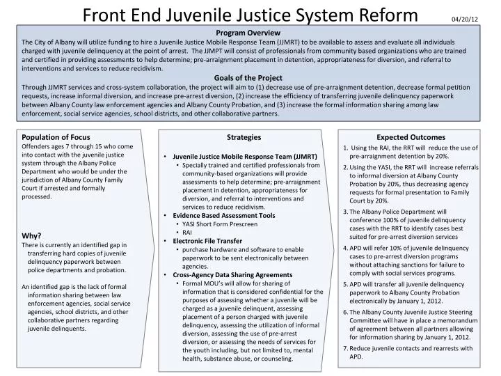 front end juvenile justice system reform