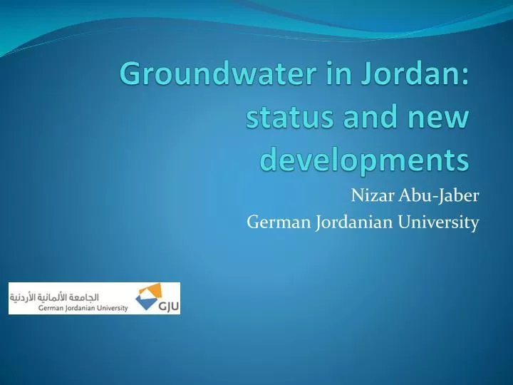 groundwater in jordan status and new developments