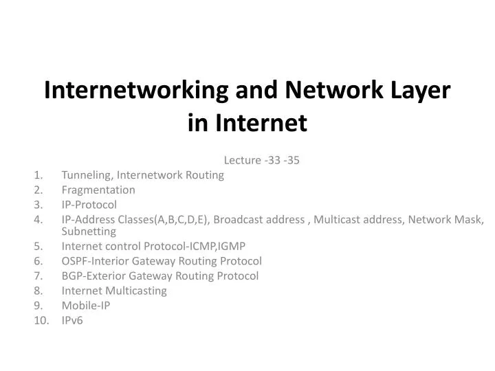 internetworking and network layer in internet