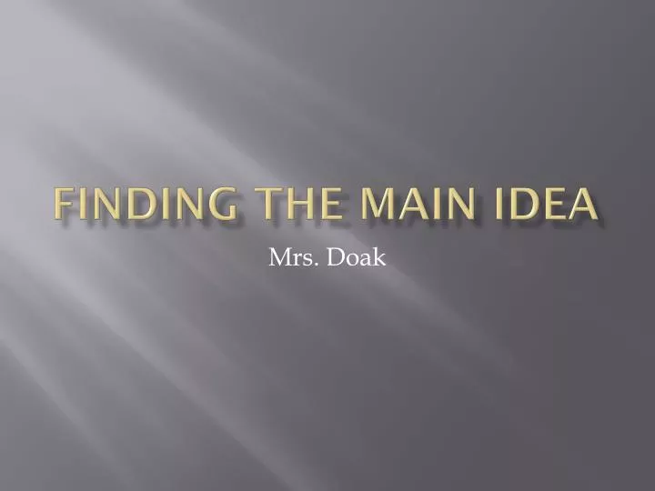 finding the main idea