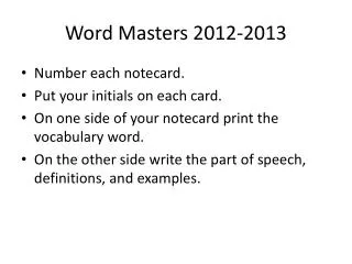 Word Masters 2012-2013