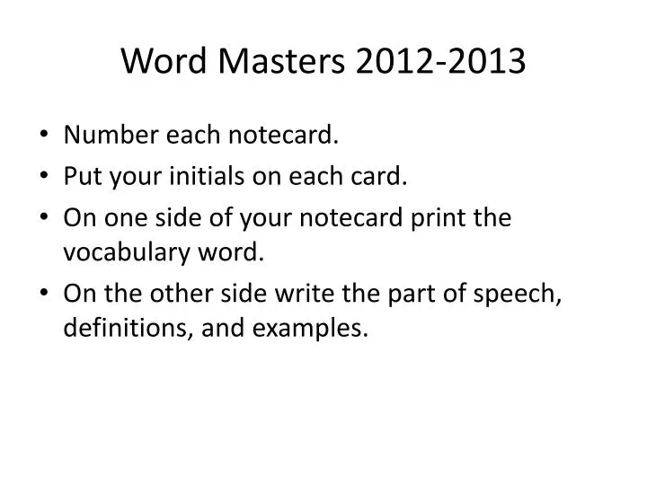 word masters 2012 2013