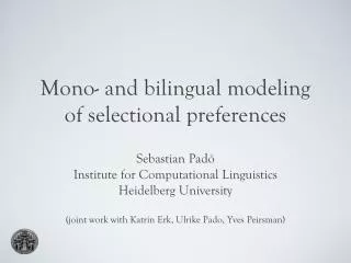 Mono- and bilingual modeling of selectional preferences