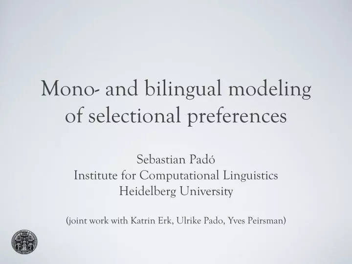 mono and bilingual modeling of selectional preferences