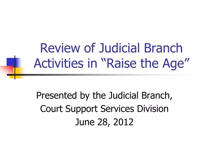 review of judicial branch activities in raise the age