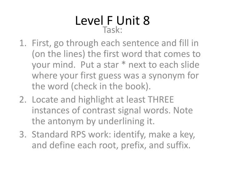 level f unit 8