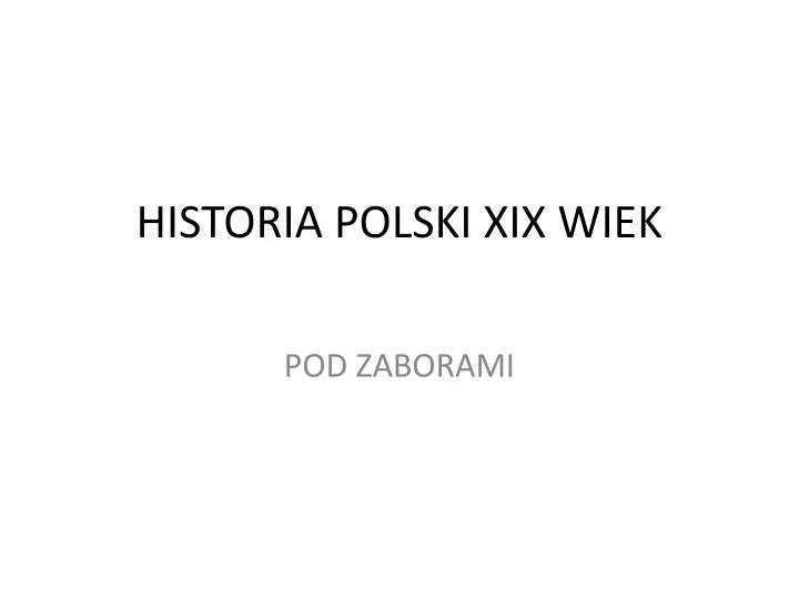 historia polski xix wiek