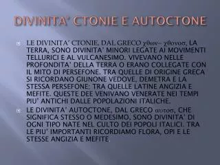 divinita ctonie e autoctone