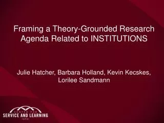 Framing a Theory-Grounded Research Agenda Related to INSTITUTIONS