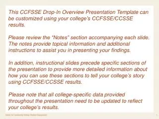 CCFSSE 2013 Findings for [College Name]