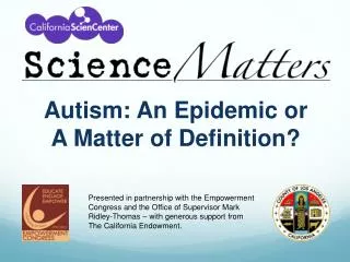 Autism: An Epidemic or A Matter of Definition?