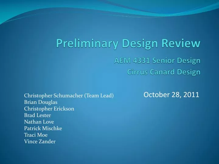 preliminary design review aem 4331 senior design cirrus canard design