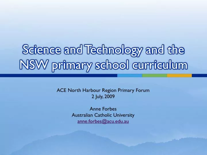 science and technology and the nsw primary school curriculum