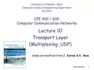 Lecture 10 Transport Layer (Multiplexing ,UDP)