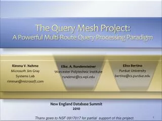 The Query Mesh Project: A Powerful Multi-Route Query Processing Paradigm