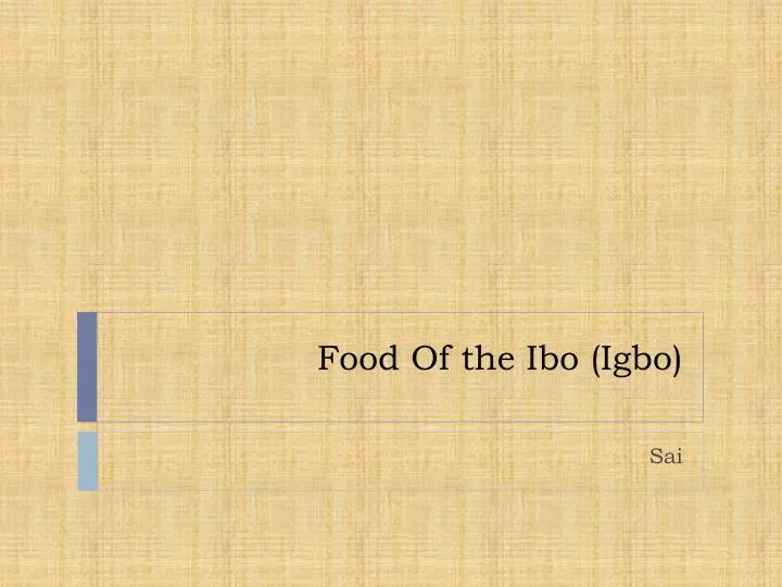food of the ibo igbo