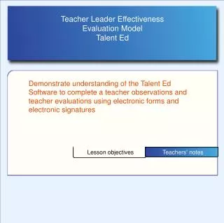 Teacher Leader Effectiveness Evaluation Model Talent Ed