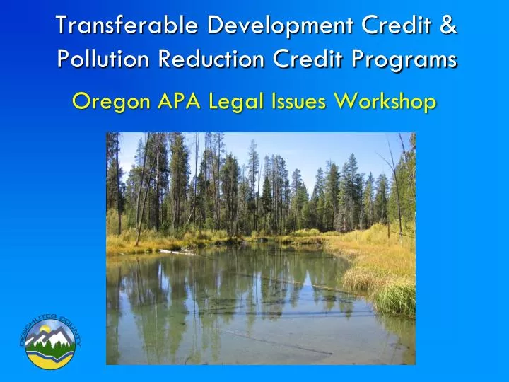 transferable development credit pollution reduction credit programs